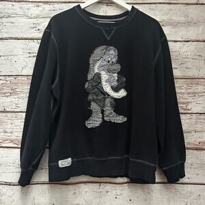DISNEY PARKS Authentic Original Grumpy Black Distressed Applique Sweatshirt Sz L